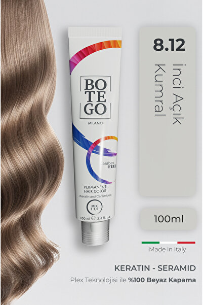 botegohair Profesyonel Krem Saç Boyası - 8.12 İnci Açık Kumral 100 ml - Plex,...
