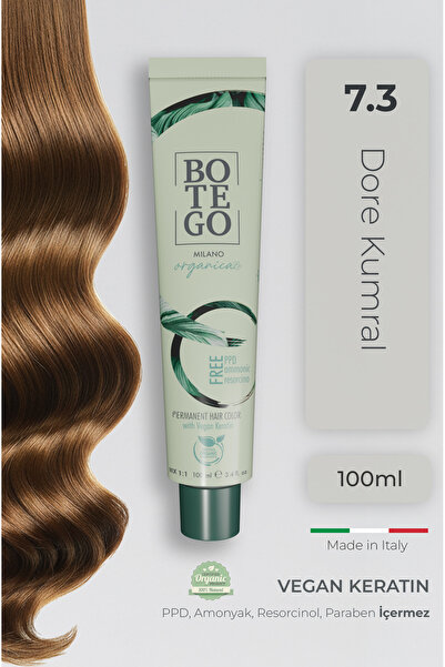 botegohair Organica Organik Saç Boyası - 7.3 Dore Kumral 100 ml - Amonyaksız,...