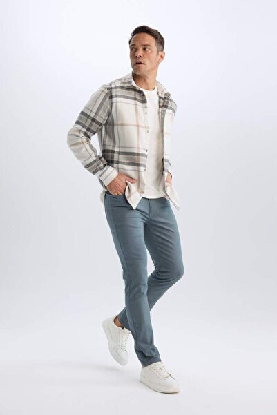 DeFacto Yazlık Chino Kanvas Dokulu Pantolon Slim Fit Dar Kesim Cepli Dar Paça T1055az25sp