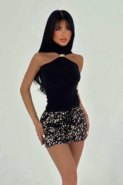 Eyyo Black Nolia Accessory Detailed Blouse Ate-2829