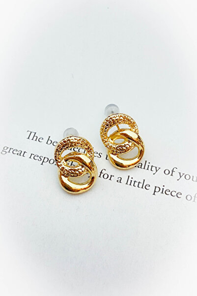 roshel أقراط ذهبية وفضية اللون مع سلسلة على شكل حلقة مقاومة للبهتان