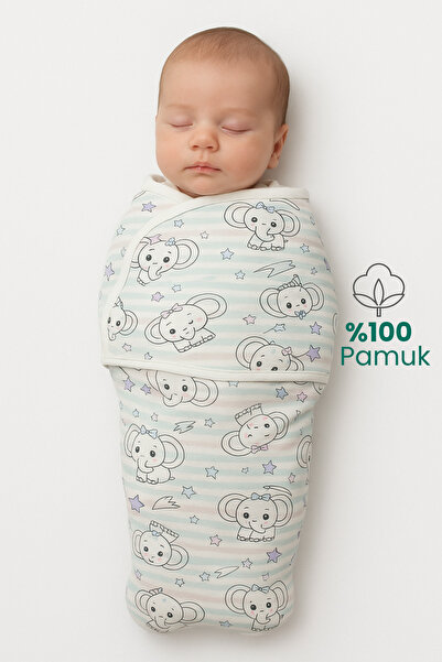 Nilmera Kız Bebek Uyku Tulumu %100 Organik Pamuk Penye Kundak 0-3 Ay, Fermuar...