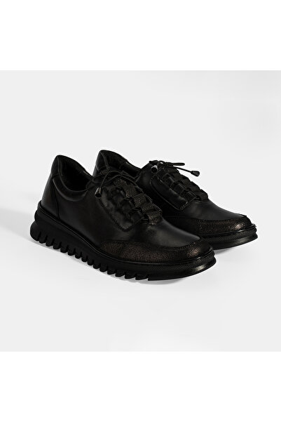 Desa Women's Black Lace-Up Desacomfort Leather Shoes