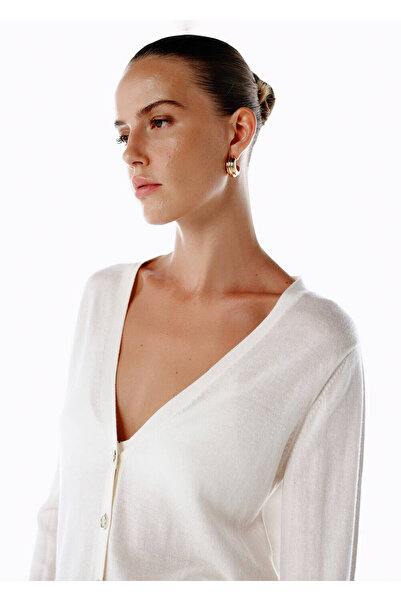 Knitss Ultrafine Organic Cashmere Ecru Knitwear Cardigan