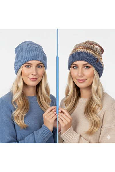 drt tasarım قبعة نسائية مزدوج الوجهين قابلة للارتداء باللون البني و دنيم قبعة...