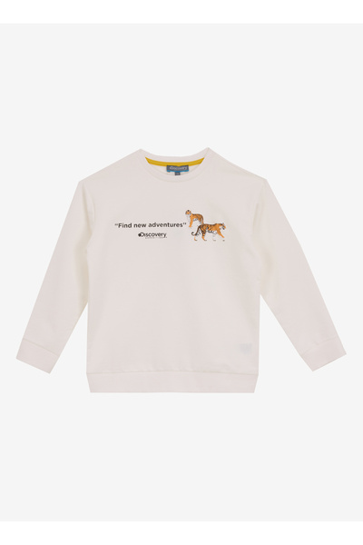 Discovery Expedition Baskılı Erkek Çocuk Kırık Beyaz Sweatshırt D5SB-SWT3225