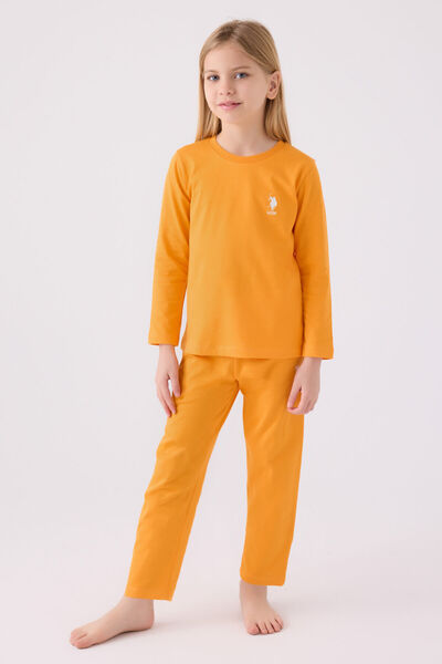 U.S. Polo Assn. Kız Çocuk Sarı Uzun Kol Pijama Takım