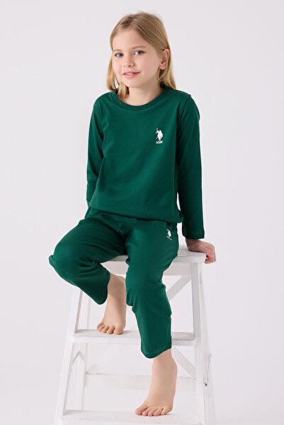 U.S. Polo Assn. Kız Çocuk Haki Uzun Kol Pijama Takım