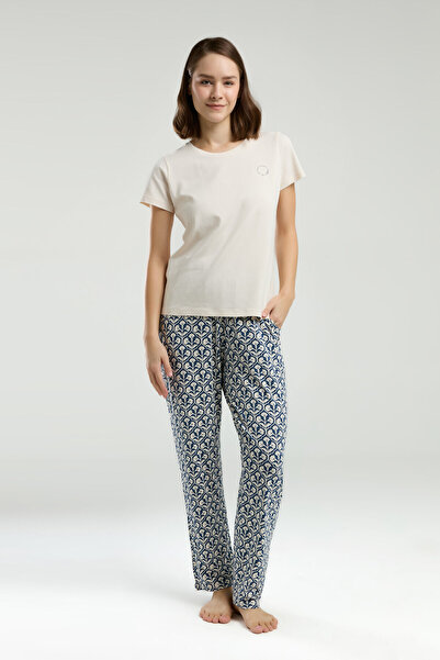 Arnetta Γυναικείο Σετ Πυτζάμες Κρεμ κοντομάνικο