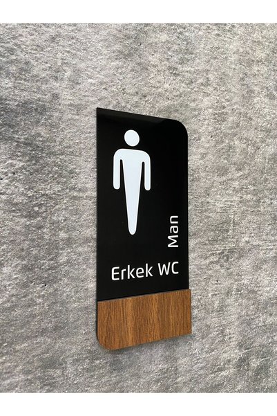 Yönline Men's Wc Orientation Sheet Turkish English Self Adhesive Timber Series