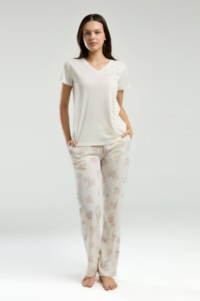 Pierre Cardin Kadın Beyaz Kısa Kol Pijama Takım