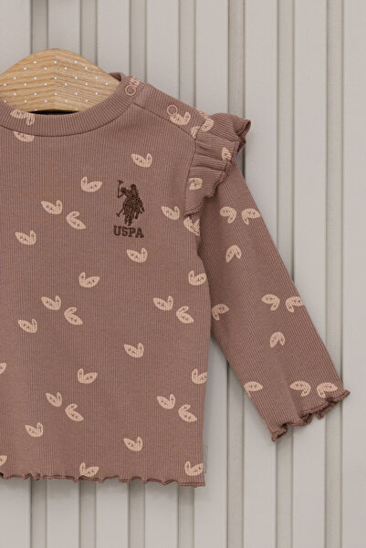 U.S. Polo Assn. Kız Bebek Kahverengi 2li Bebek Takım