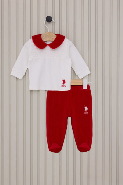 U.S. Polo Assn. Set pentru bebeluș alb din 2 piese pentru fetiță