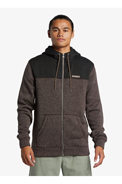 Quiksilver Kahve Erkek Kapüşon Yaka Normal Bel Regular Fit Sweatshirt AQYFT03339KELLER BLOCK ZIP