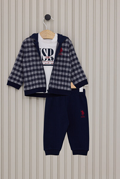 U.S. Polo Assn. Baby Boy Navy Blue 3 Piece Set