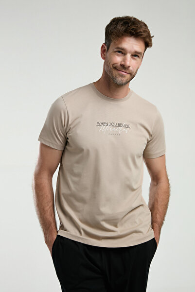 Arnetta Ανδρικό Σετ Πιτζάμες Κρεμ κοντομάνικο