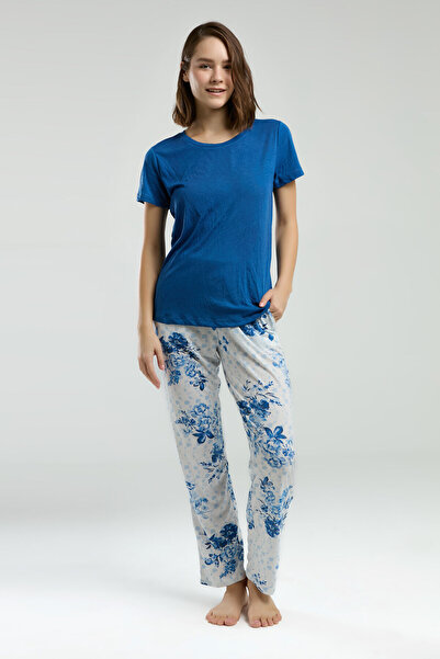 Pierre Cardin Kadın Mavi Kısa Kol Pijama Takım