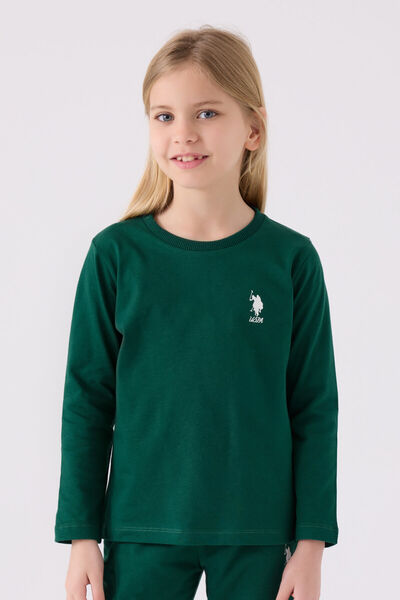 U.S. Polo Assn. Girl's Khaki Long Sleeve Pajama Set