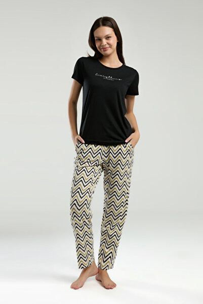 Arnetta Women's Black Short Sleeve Pajama Set