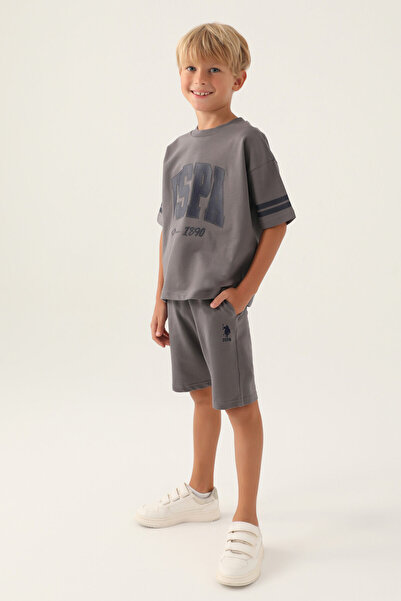 U.S. Polo Assn. Costum bermudă pentru băiat, gri cu licență Polo Assn