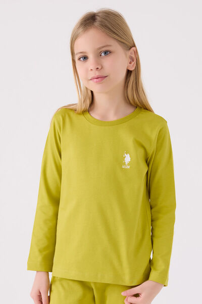 U.S. Polo Assn. Girl's Green Long Sleeve Pajama Set