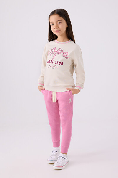 U.S. Polo Assn. Set de trening crem pentru fete