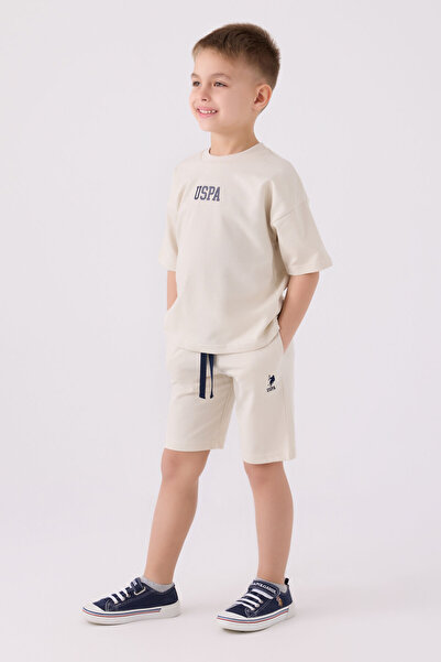 U.S. Polo Assn. Costum Bermuda cremă pentru băiat