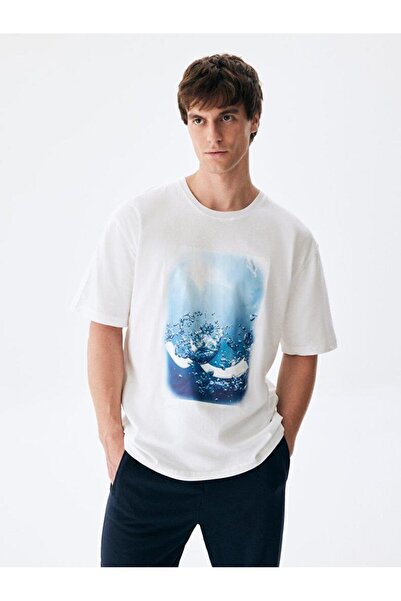 Ltb Λευκό μπλουζάκι με στάμπα με λογότυπο