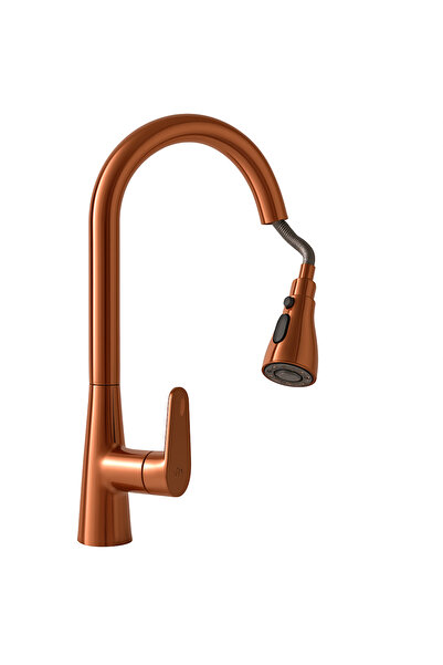 Sanlux Rose Gold Pull-Down Kitchen Faucet – Modern Design with Pull-Out Spray...