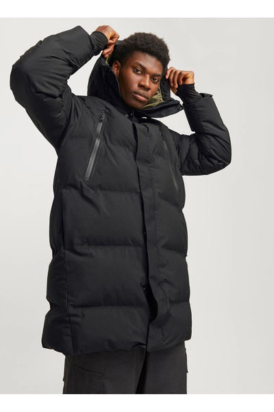 Jack & Jones Black Men's Coat 12260481_Jcoalpha Long Puffer Sn