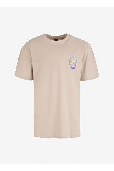 Only & Sons O Yaka Baskılı Açık Bej Erkek T-Shirt ONSKASON RLX PRINT SS TEE