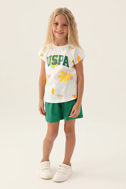 U.S. Polo Assn. U.S. Polo Assn Licensed Leaf Cream lány rövidnadrág szett