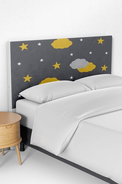 Talia Home Gri Desen Çocuk Odası Yatak Baza Başlık Kılıfı TLABK-100