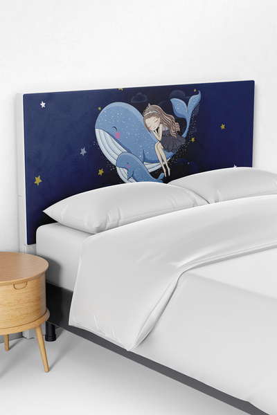 Talia Home Balıklı Kız Desenli Çocuk Yatak Baza Başlık Kılıfı TLABK-283