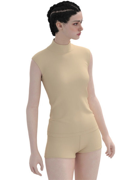 TOLIN Women's 2-Pack Zero-Sleeve Cotton Stretch Fabric Skin Turtleneck Bodysuit Undershirt 1257