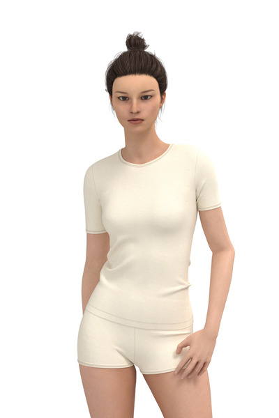 TOLIN Women's Short Sleeve Round Neck 100% Cotton Undershirt 324 - Cream