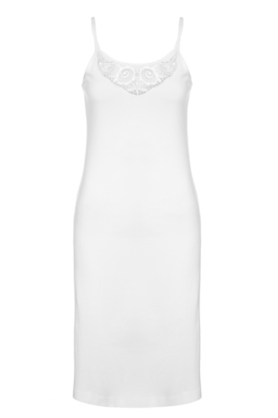 TOLIN White 100% Cotton Laced Women's Petticoat and Rope Strap Nightgown - 1228