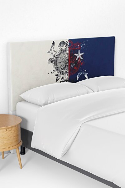 Talia Home İki Renkli Denizci Desenli Çocuk Odası Yatak Baza Başlık Kılıfı TLABK-184