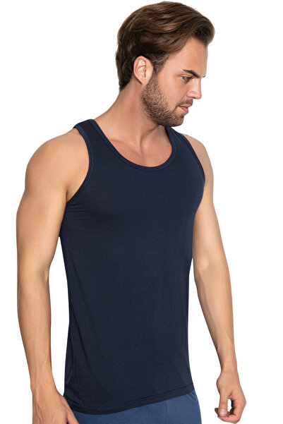 TOLIN Men's Dark Blue Undershirt - 100% Cotton, Single Jersey 114