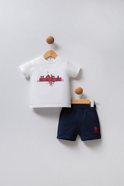 U.S. Polo Assn. طقم أطفال للأولاد باللون الأحمر