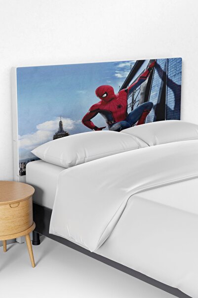 Talia Home Mavi Spider-Man Örümcek Adam Desenli Çocuk Odası Yatak Baza Başlık Kılıfı TLABK-102