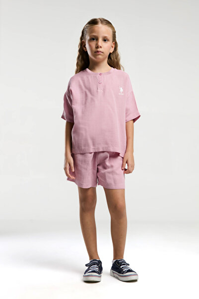 U.S. Polo Assn. Amerikai Polo Assn. Lány rózsaszín rövidnadrág szett