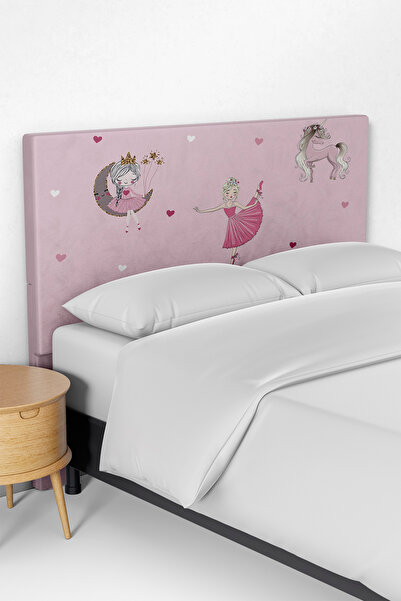 Talia Home Pembe Kız Desenli Çocuk Yatak Baza Başlık Kılıfı TLABK-297