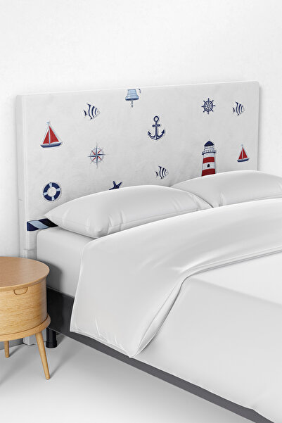 Talia Home Karışık Denizci Desenli Çocuk Yatak Baza Başlık Kılıfı TLABK-291