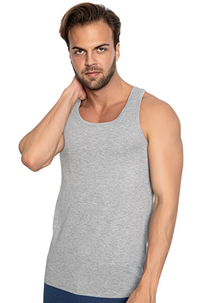 TOLIN Men's Undershirt - 3 Pack, Cotton, Gray Melange, Single Jersey 114