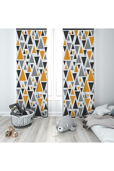 Talia Home Дитяча та дитяча кімната з трикутним візерунком, штора з 2 полотна...