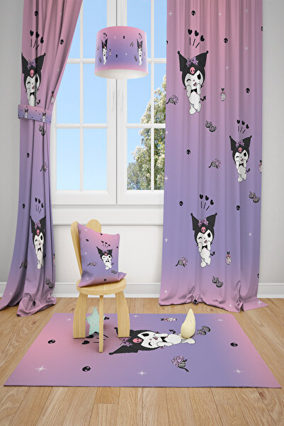 Talia Home Kuromi Desenli Çocuk Odası 2 Kanat Fon Perde TLA-325