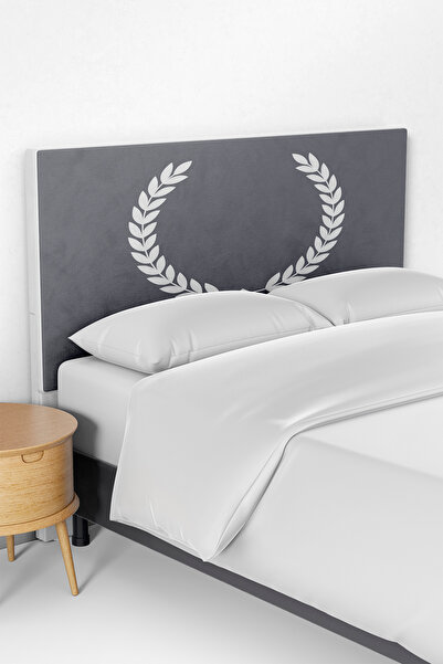 Talia Home Gri Çelenk Desen Yatak Baza Başlık Kılıfı TLABK-205