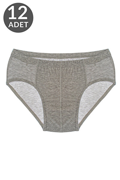 TOLIN Pack of 12 Men's Cotton Gray Melange Single Jersey Underpants 213