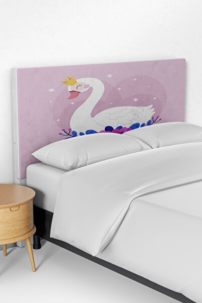 Talia Home Pembe Kuğu Desenli Çocuk Yatak Baza Başlık Kılıfı TLABK-224